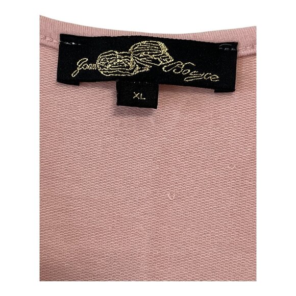 Joan Boyce Embellished Tunic Top Pink XL Rhinestone Long Sleeve Bling Stretchy - Picture 3 of 5
